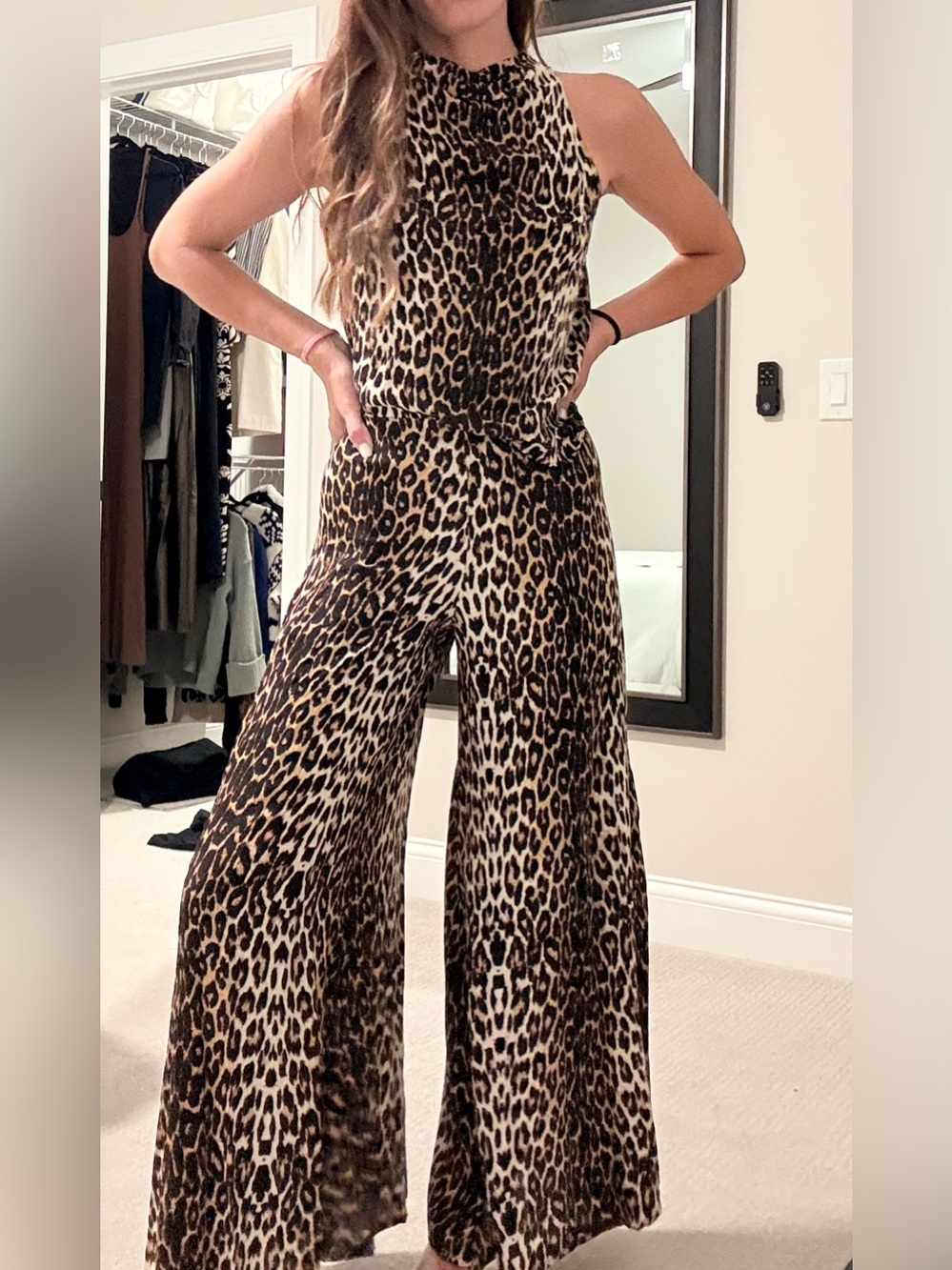 Corey Lynn Calter Leopard Print Halter Top & Wide-Leg Pant Set